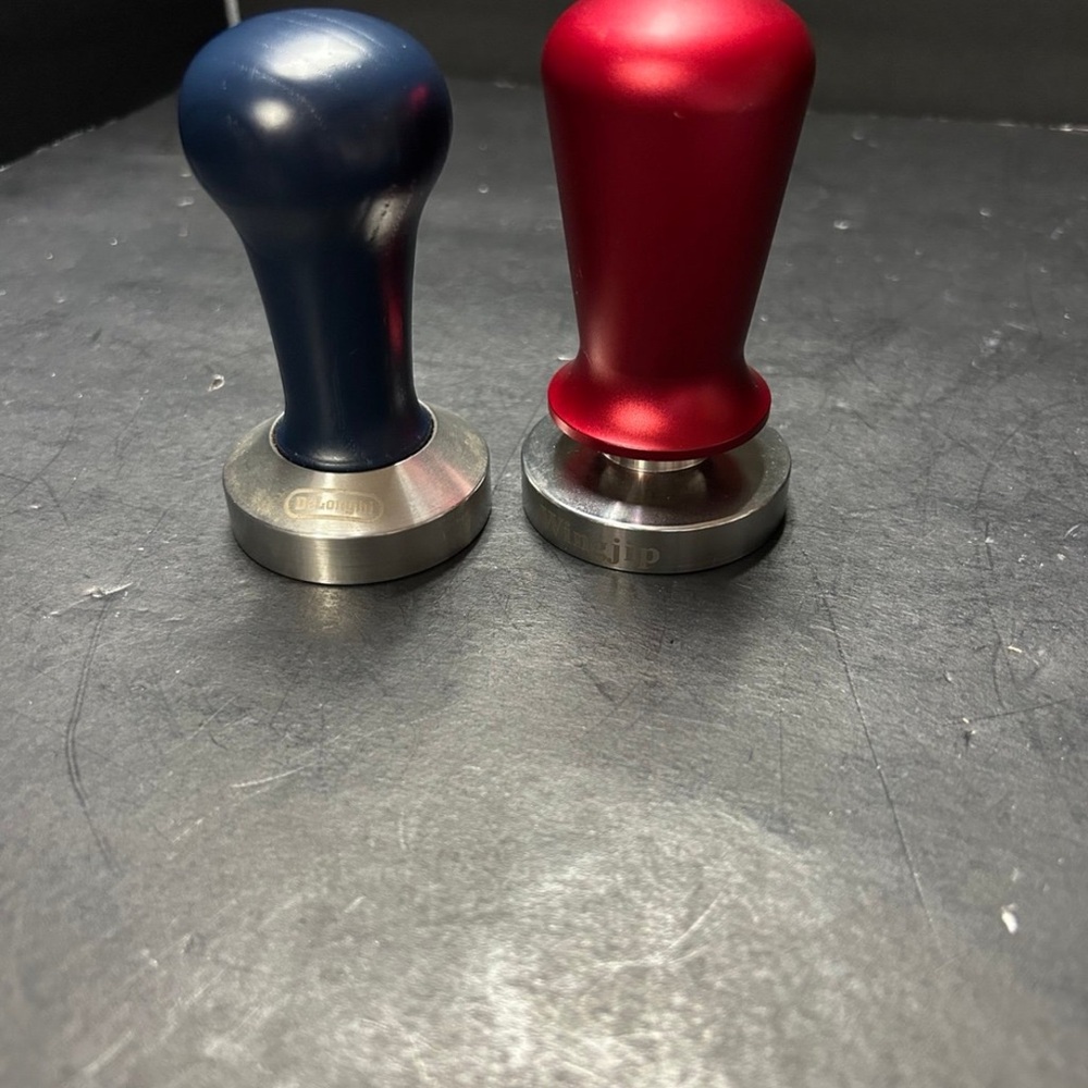 Blue and Red Espresso Tamper Set